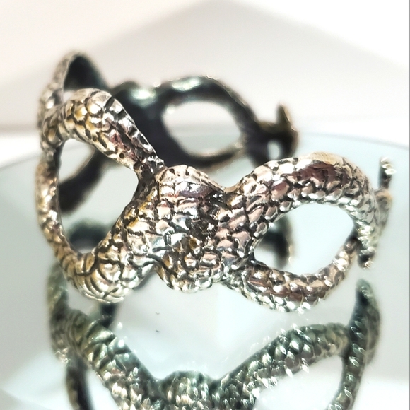 ESPERANZA Mexico 925 Silver 4 Headed Snake Cuff Bracelet - Picture 4 of 6